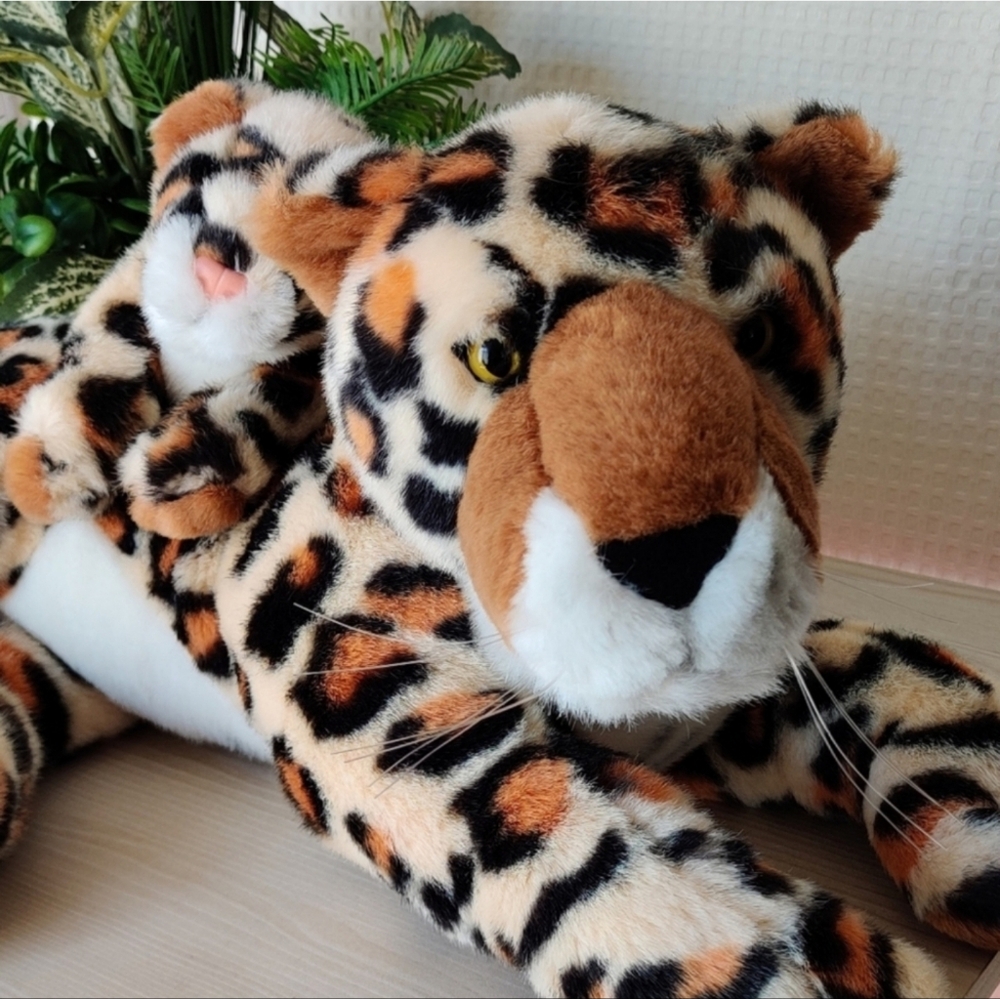 National Geographic, Applause Plush Leopard and Cub Sitting On Back